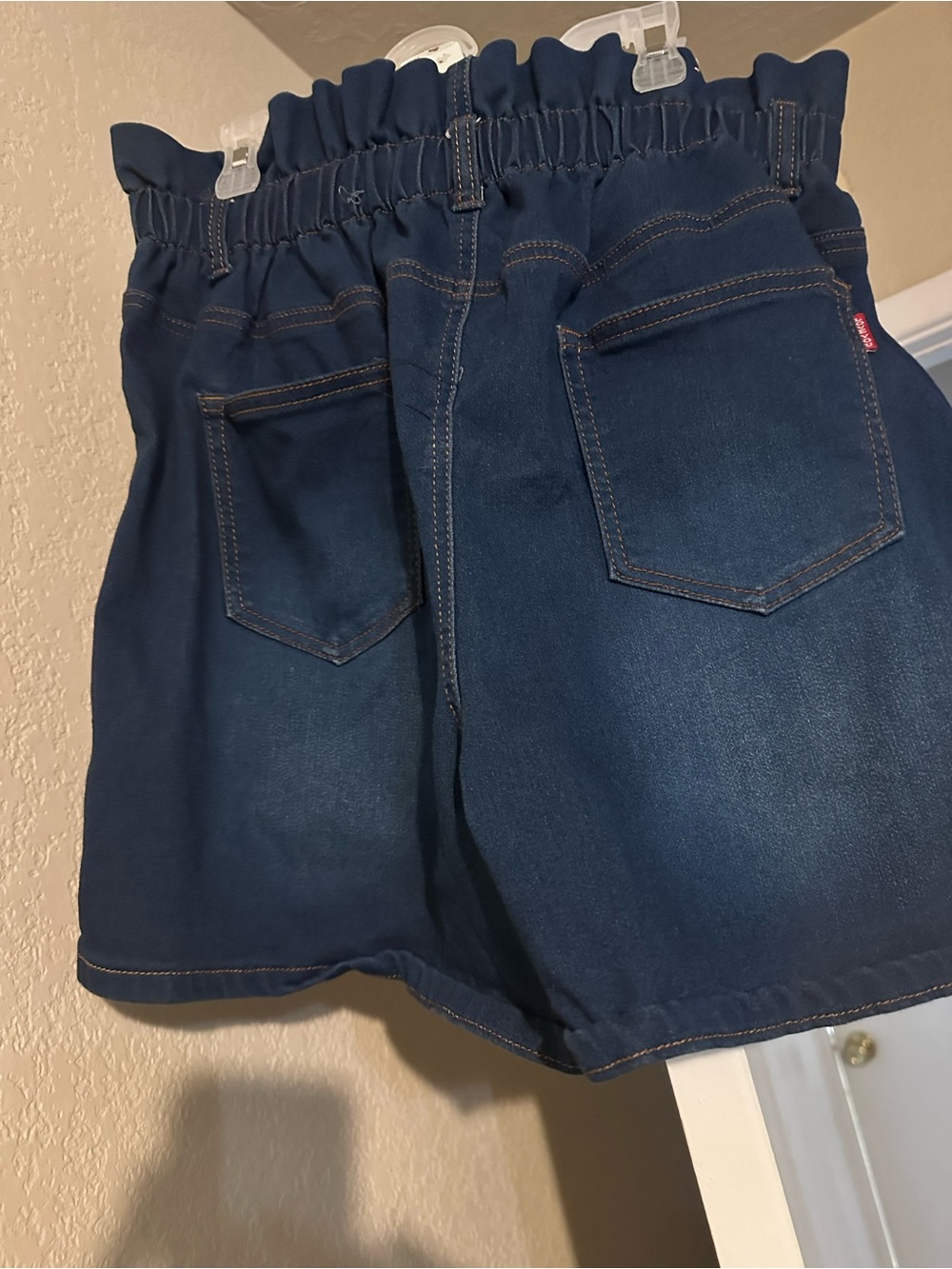 Classic High-Waist Dark Blue Denim Shorts - Picture 2 of 3
